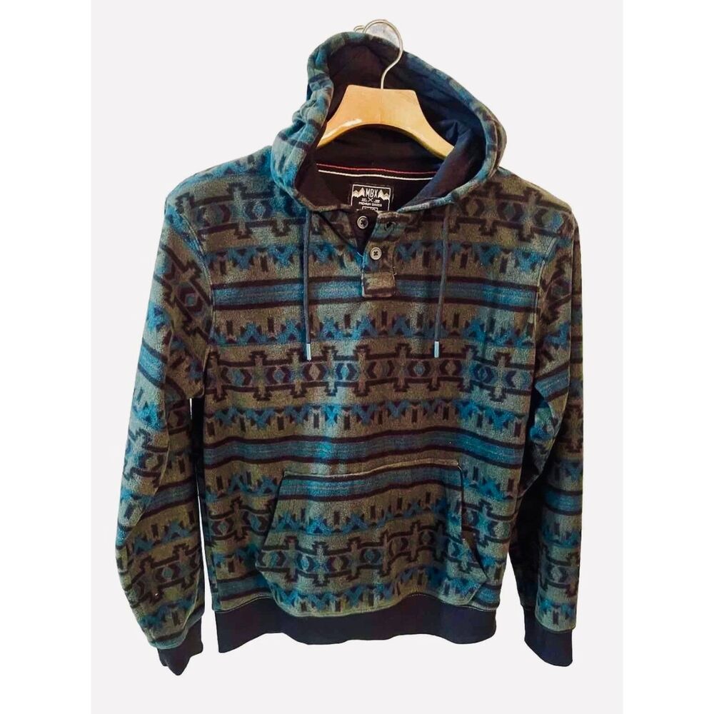 MBX Hoodie fleece aztec southwestern lall green winter outdoor casual men L